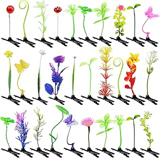 30 Pcs Bean Sprout Hair Clips, Tianhoudeger Mixed Style Plant Hairpins Flower Hair Clip Little Grass Barrette Mushroom Butterfly Headwear Hair Accessories for Women Girl School Home Party Christmas