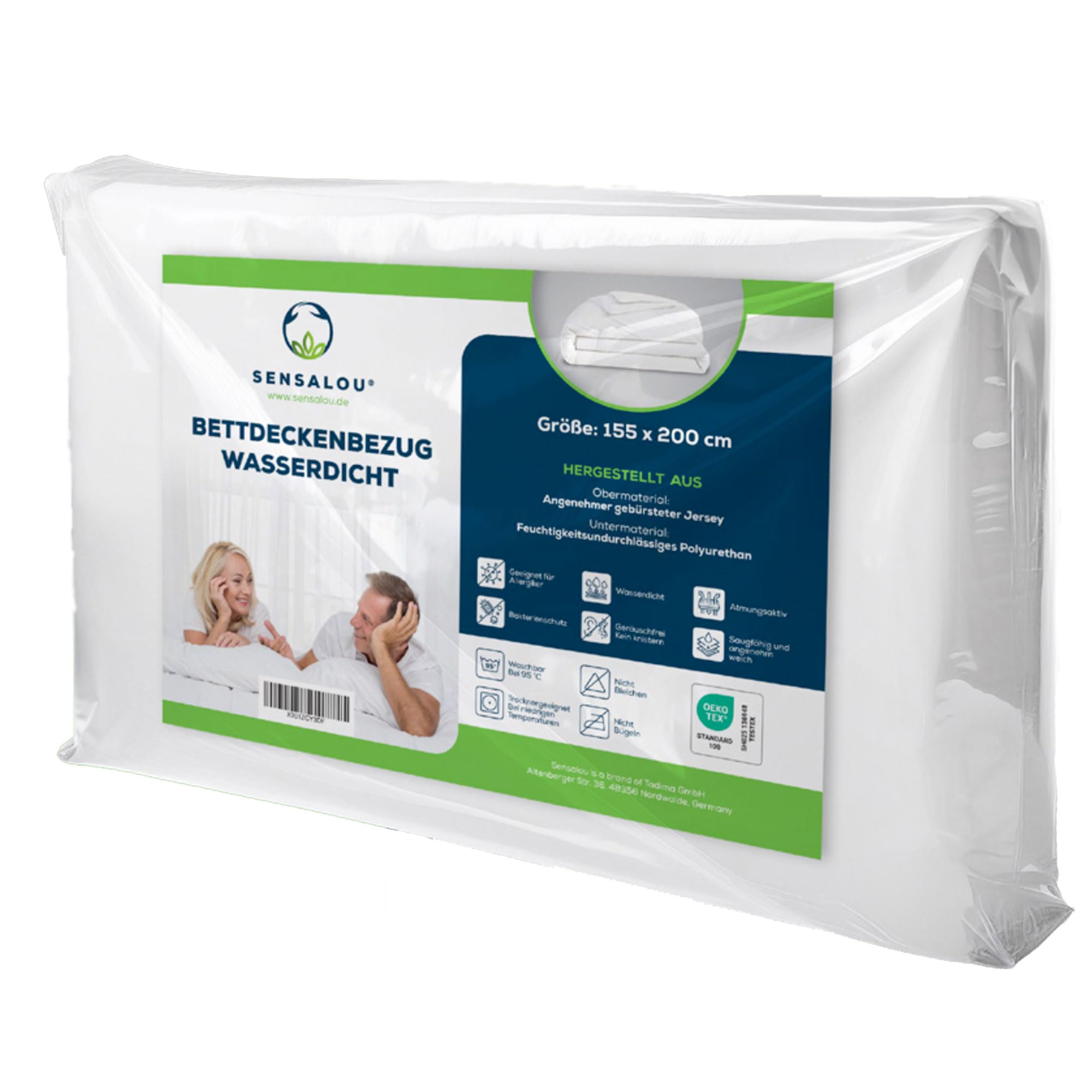 Sensalou Duvets Upper Bed Blankets Incontinence Cover 155 x 200 cm Waterproof, White