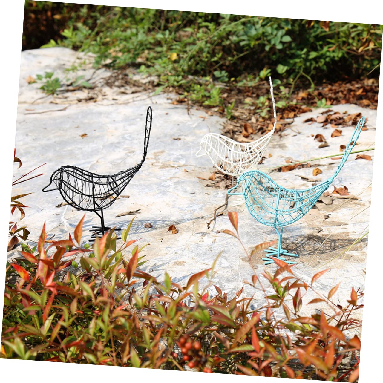 TOPBATHY 2 Statues Oiseau Fil De Fer Noir & Doré – Décoration Artisanale Maison, Jardin, Bureau Ou Mariage