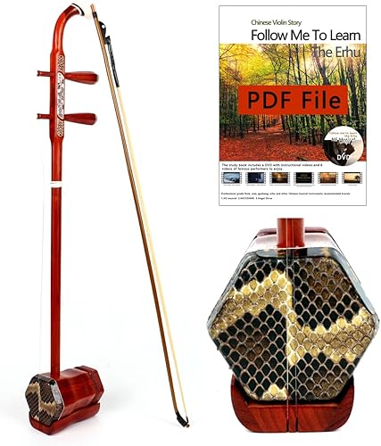 NS Musical Suzhou Rosewood Erhu - Kit de violín chino de 2 cuerdas con DVD de aprendizaje, colofonia, paño de limpieza, puente y estuche rígido,