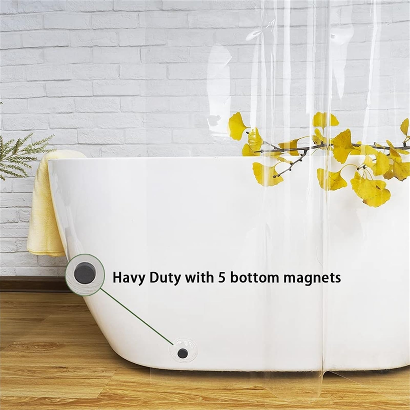Cortina de Ducha Revestimiento de Cortina Ducha Transparente Impermeable, Cortinas baño antimoho con Ganchos, Decoraciones for el hogar(180x200cm)