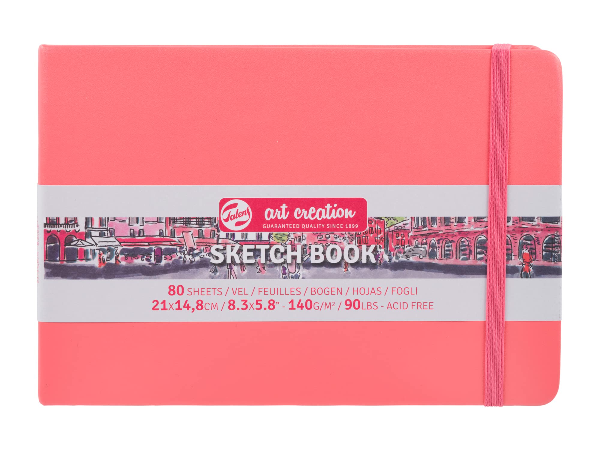 Talens Art Creation Sketchbook - Coral Red - 21x14.8cm - 140gsm - 80 Sheets - Acid-Free Paper for Drawing, Journaling, and Mixed Media