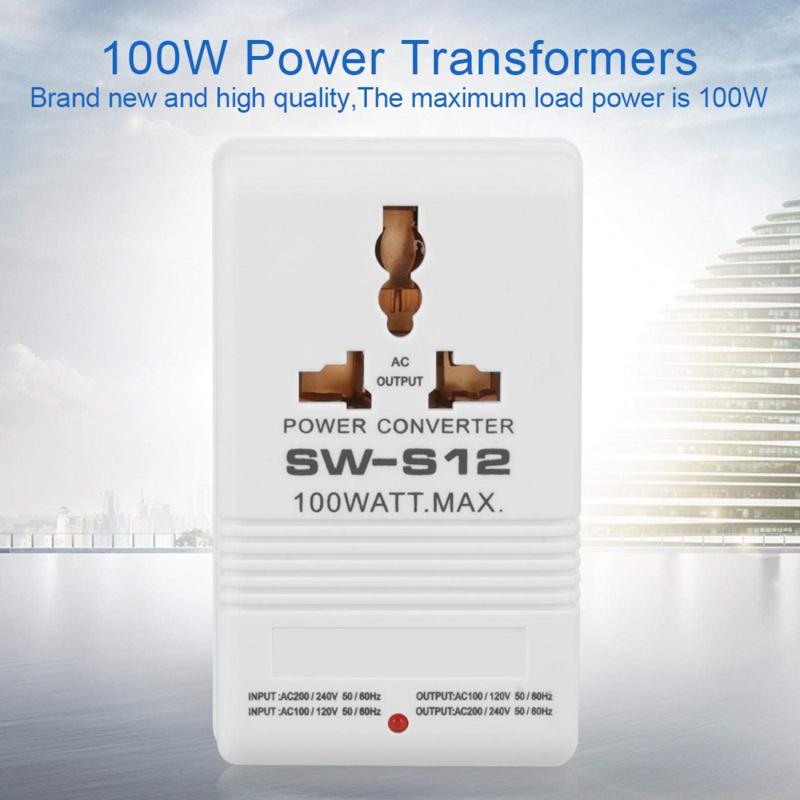 Akozon Transformador Convertidor De Voltaje 100W, Convertidor De Voltaje Doble, Transformador De Potencia, Ideal para Viajes, Conectores Estándar CN, Soporta Dispositivos Pequeños