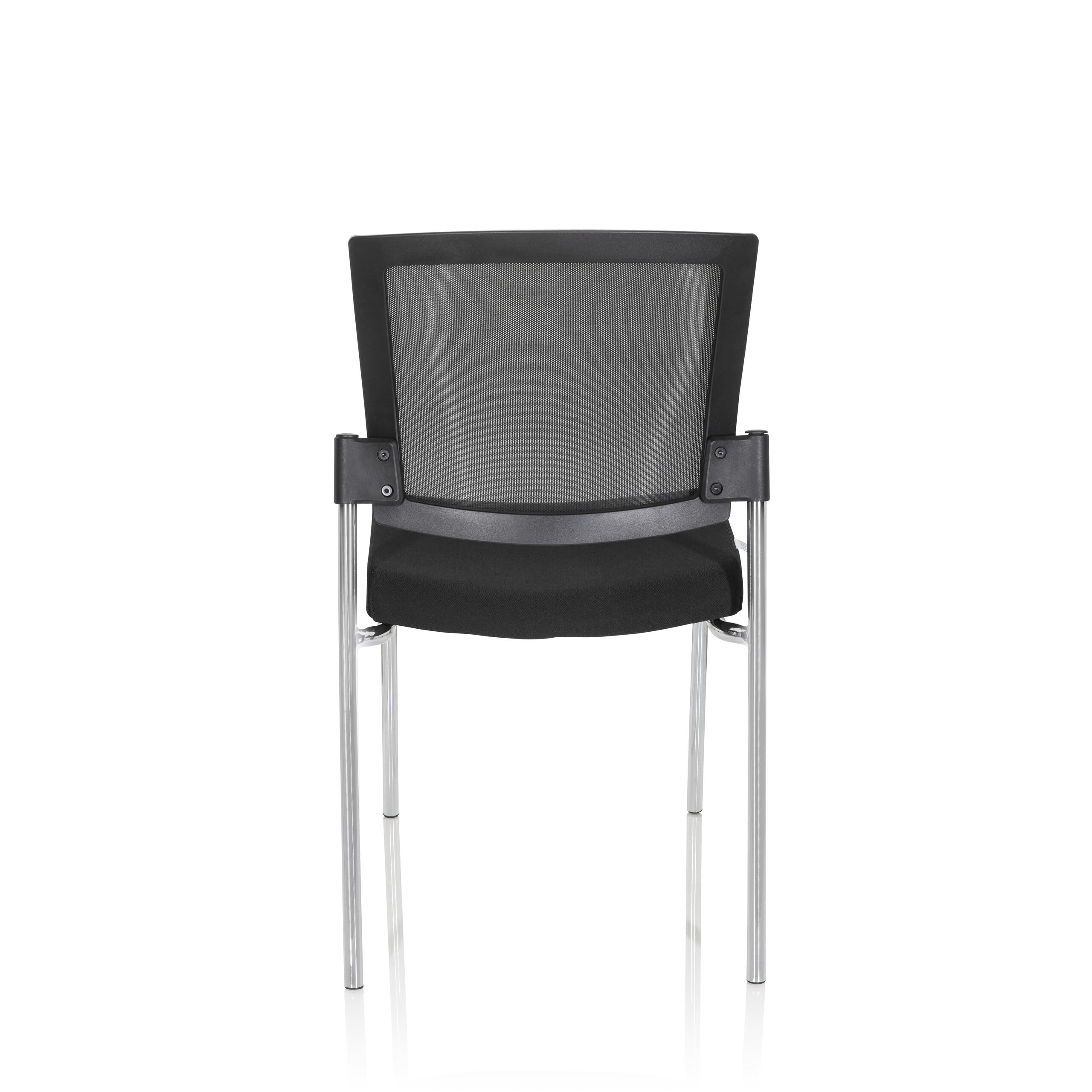 hjh OFFICE 820021 Siège Visiteur K9 V Tissu/Filet Noir/Chrome Siège de conférence pouvant Supporter jusqu'à 180 kg, Assise rembourrée, empilable