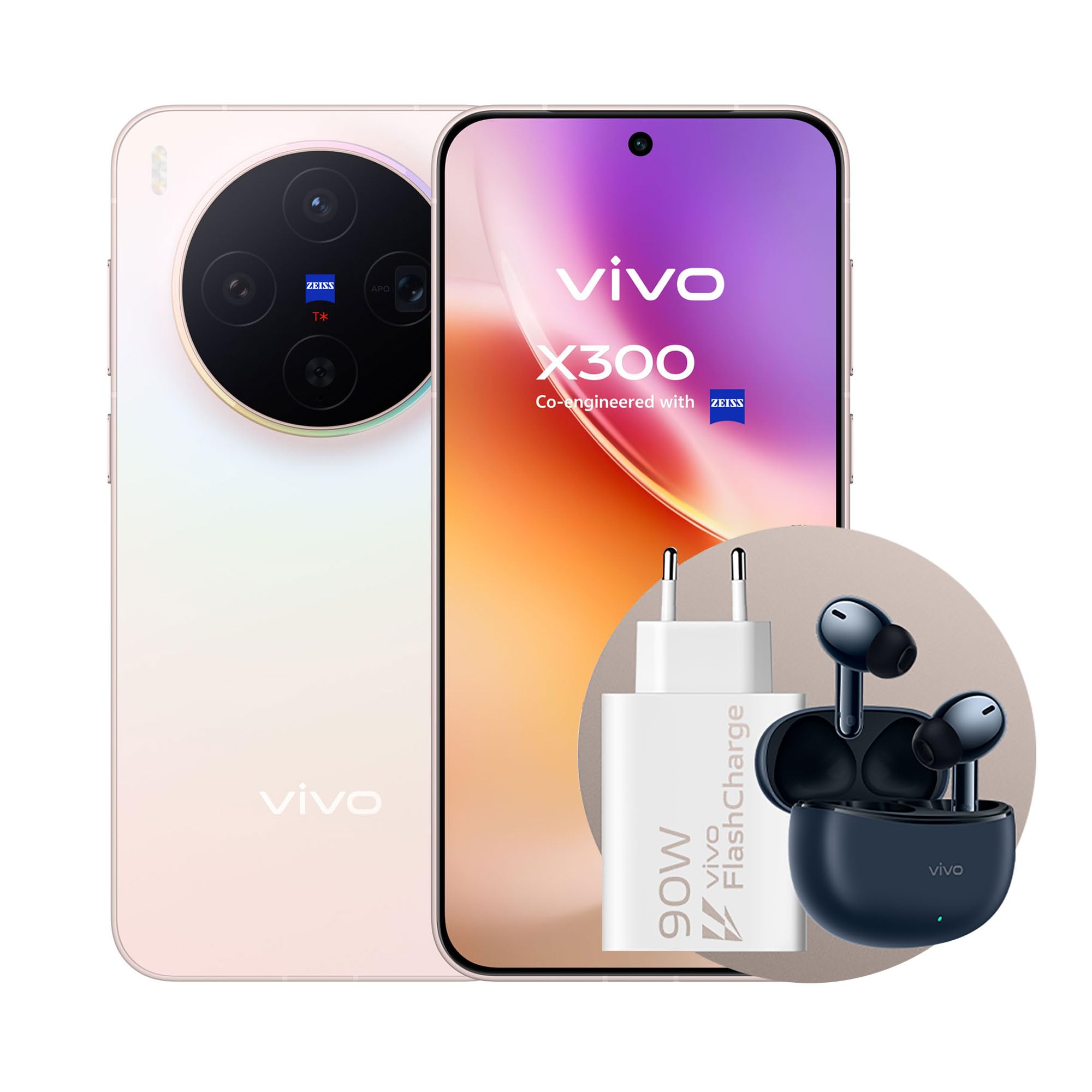 vivo X300 5G, Cameraphone con fotocamera principale ZEISS da 200 MP, 16+16GB RAM，512GB ROM, schermo piatto da 6,31 pollici, Dimensity 9500, IP68 e IP69, NFC
