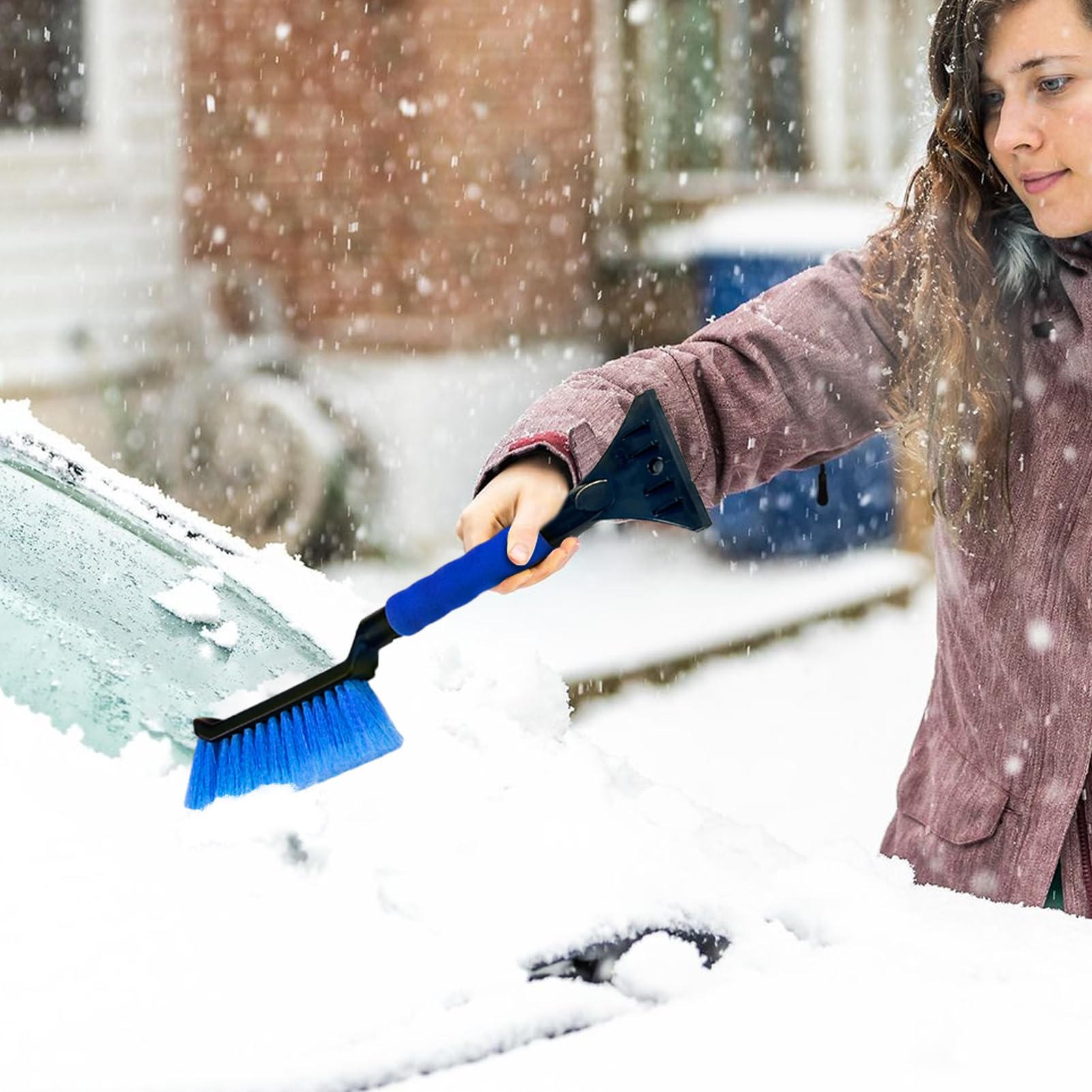 Generico Scapplaggio del Ghiaccio Staccabile per Parabrezza Auto Spazzola Neve Pala Scomparsa Raschietto Ghiaccio Remover Snow Schiuma ergonomica