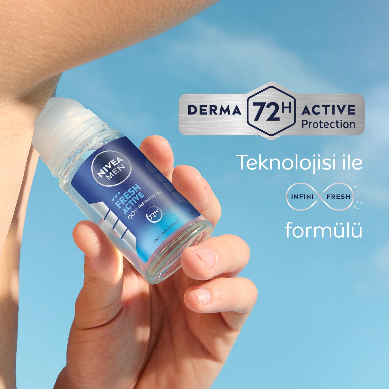 NIVEA MEN Erkek Roll on Deodorant 50 ml,Terlemeye Karşı 72 Saat Koruma,Okyanus Özleri Kokusu,Uzun Süren Ferahlık,Yapışkan His Bırakmaz,Etil Alkol İçermez