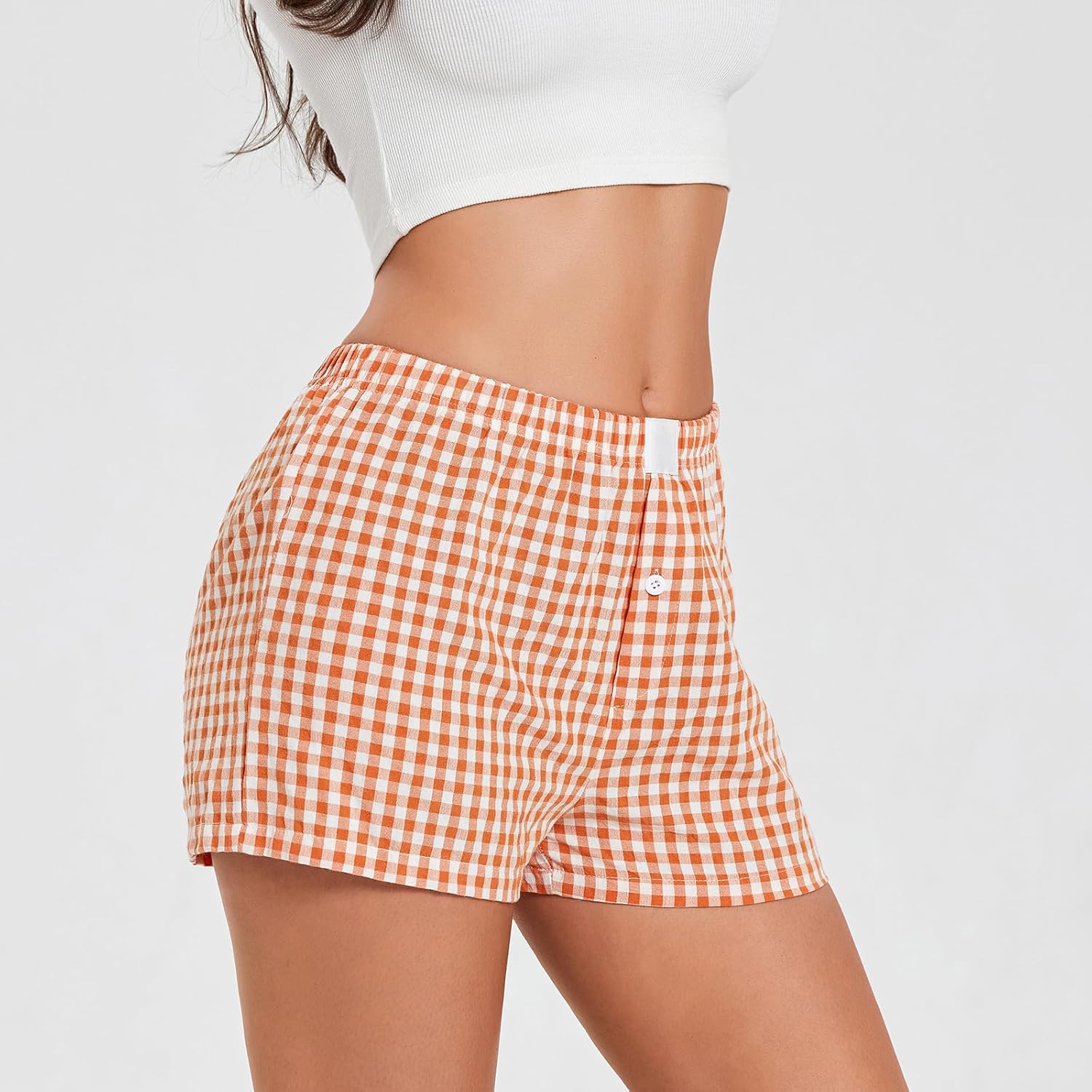 NUFIWI Women Y2k Pajamas Shorts Gingham Cute Pj Short Pants Plaid Lounge Shorts Sleep Bottoms Elastic Boxers Streetwear - Image 6