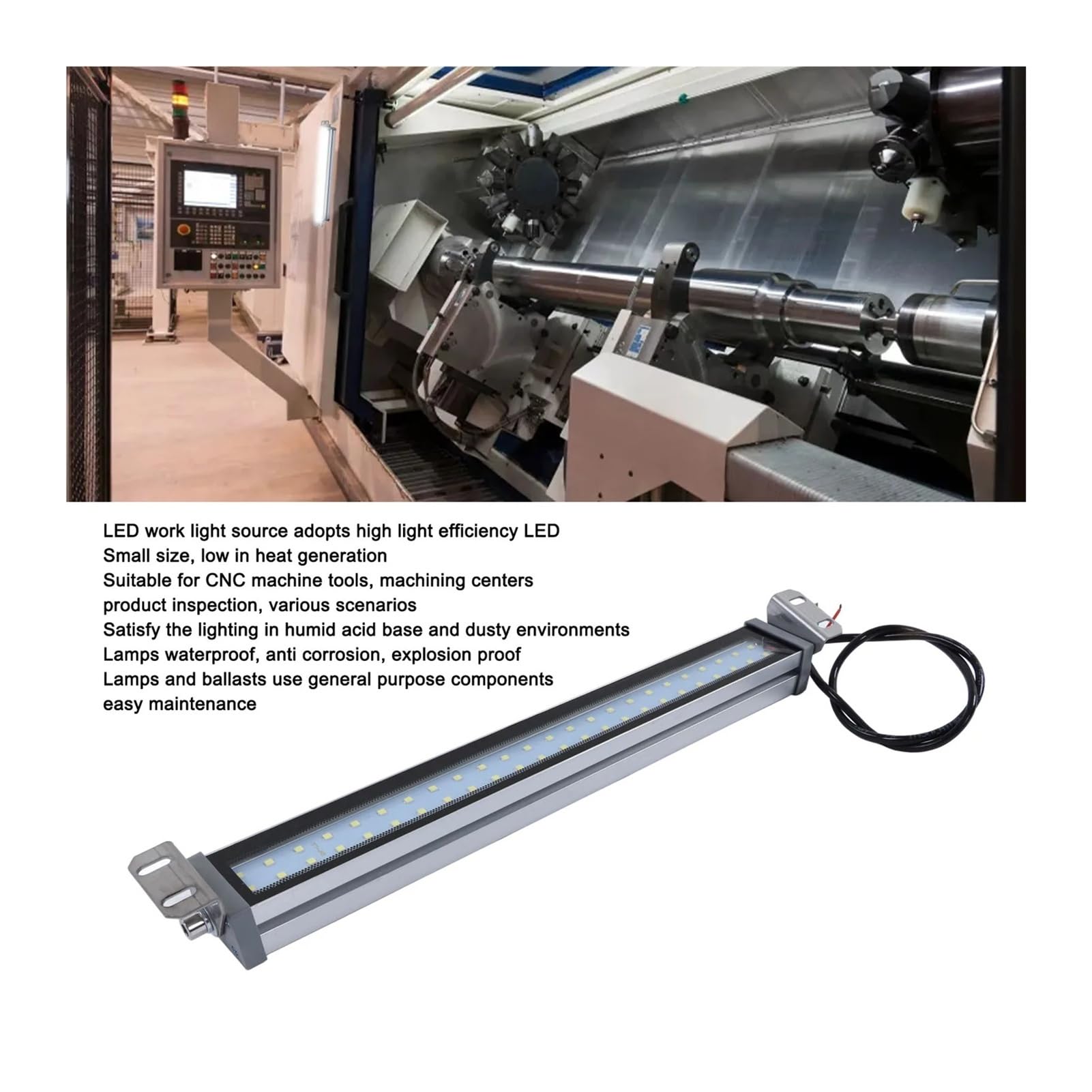 Lampa warsztatowa LED Wodoodporna metalowa świetlówka Mechaniczne oświetlenie przemysłowe do obrabiarek i piany Do obrabiarek(750MM,100-240V)