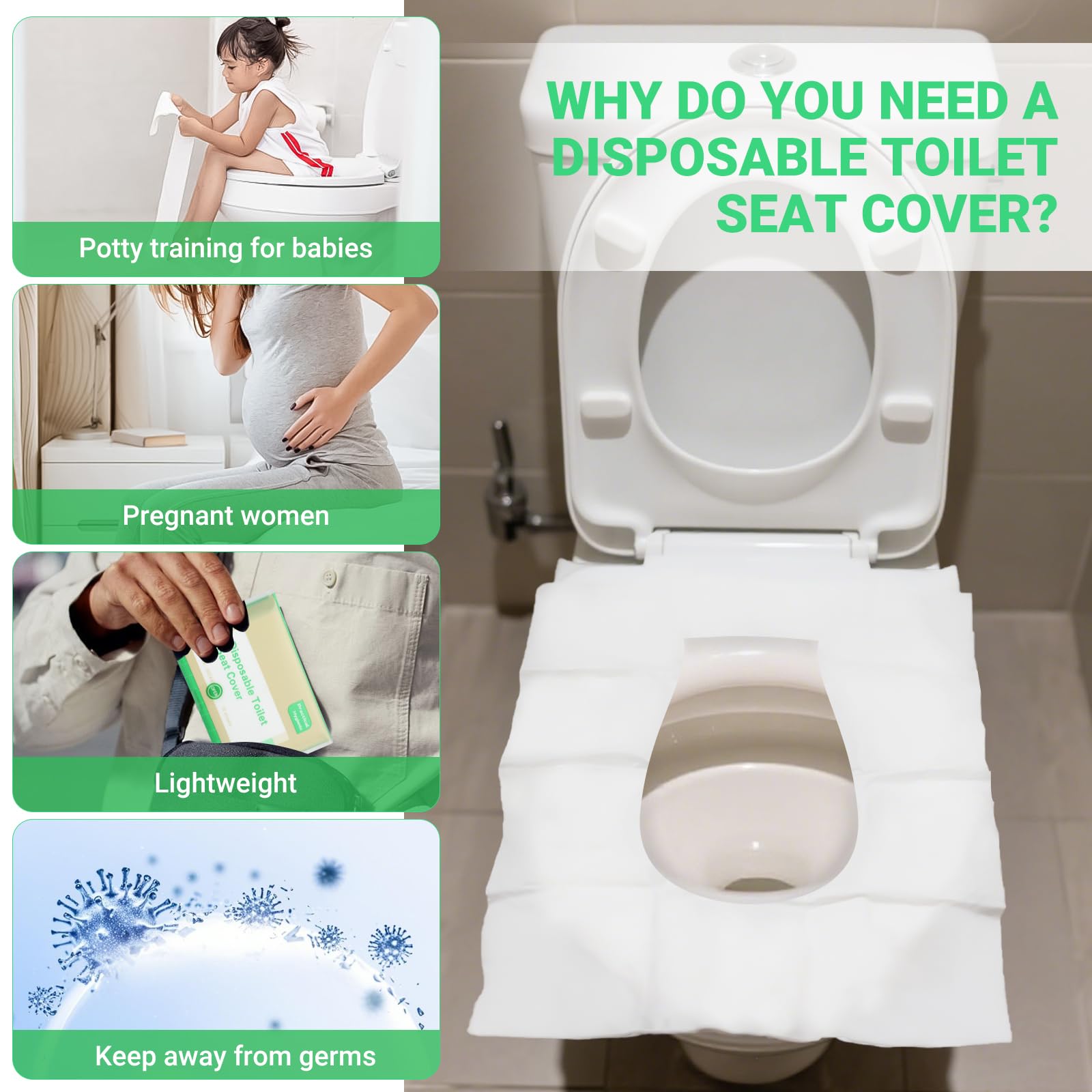 Copri Water WC USA e Getta 60 Pezzi 43x35,5 cm per Viaggi