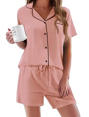 Ekouaer Silk Pajamas for Women Short Sleeve Sleepwear Soft Button Down Loungewear 2 Piece Satin Pjs Shorts Set S-XXL