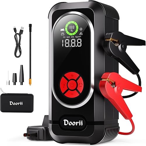 Doorii - Arrancador portátil para automóvil con compresor de aire, paquete de batería de arranque de 150 PSI 3000A (10.0 L de gas8.0 L diesel), caja disponible en Yaxa Venezuela