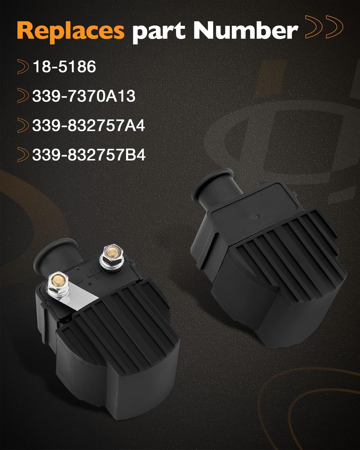 Ignition Coil Packs, Compatible with Outboard Mercury/Mariner 40HP/25HP/75HP/90HP/115HP/60HP, Chrysler/Force 70HP/120HP/150HP & More, Replaces# 18-5186, 339-7370A13, 339-832757A4, 339-832757B4 (2pcs)