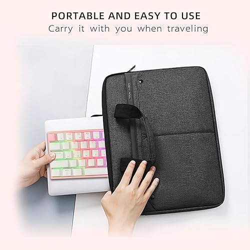 Miniatura 7 de ONE-UP Teclado mecánico portátil 60% para juegos, retroiluminado LED, compacto, 61 teclas, mini teclado de oficina con cable con interruptor azul