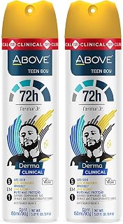 ABOVE Neymar Jr Teen Boy - 72 Hours Derma Clinical Antiperspirant Deodorant Spray - Notes of Patchouli, Oak Musk, and Citrus Fruits - Moisturizing Action - Protects Underarms - 3.17 oz (Pack of 2)