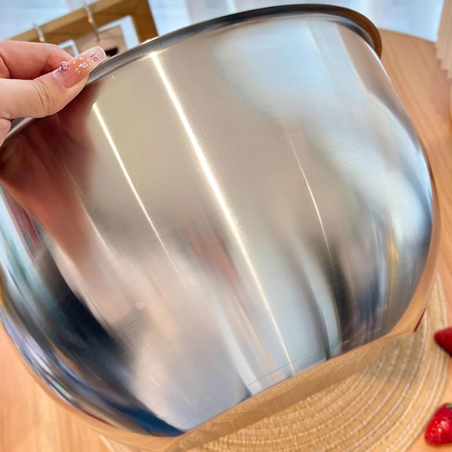 Stackable Stainless Steel Mixing Bowl Kitchen Beat The Eggs Kneading Salad Filling Mixing Bowl Multifunctional With Tick Marks multipurpose(L)