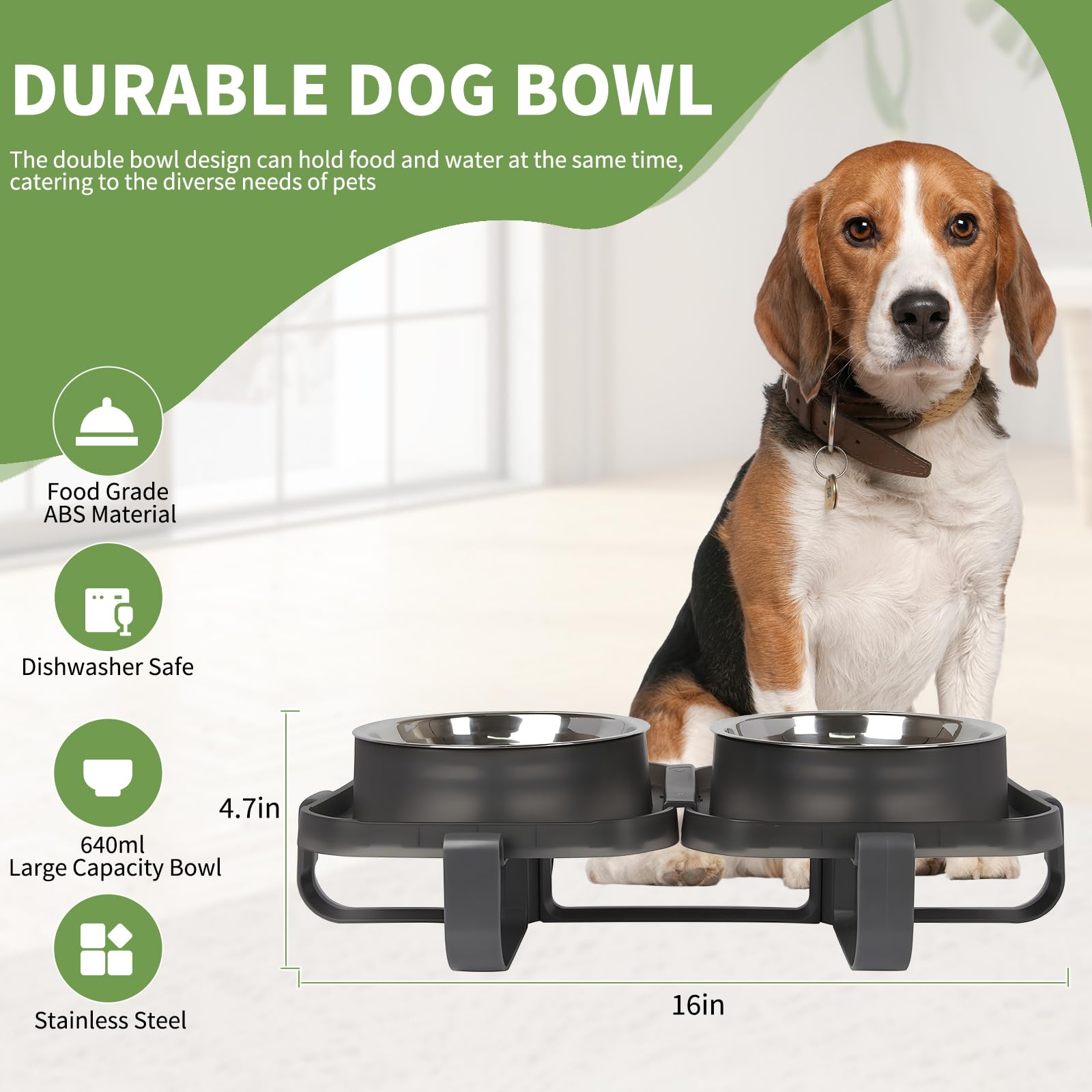 Cuencos elevados para perros, cuenco elevado de acero inoxidable para perros sin derrames, cuenco de comida y agua para razas pequeñas y medianas, estación de alimentación para perros más