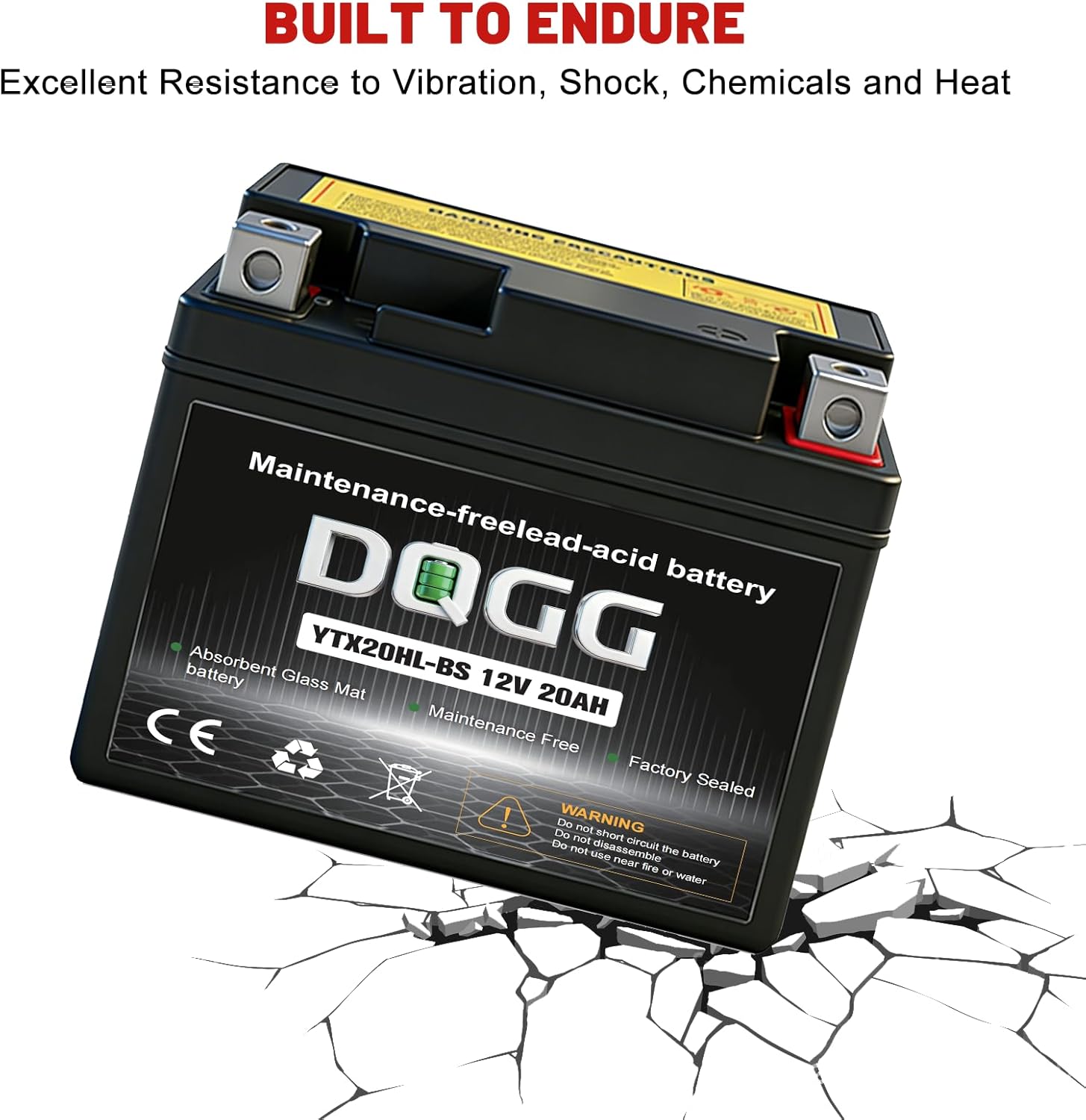 YTX20HL-BS Battery, 12V 20Ah 280CCA Rechargeable SLA Maintenance Free Sealed AGM Motorcycle Battery for ATV/UTV, Scooter, 4 Wheeler, Snowmobile and More Powersports Batteries
