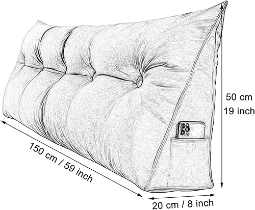 Miniatura 2 de Almohada de cuña para cama tamaño Queen y tamaño King, cabecera de cama triangular para lectura, almohada de respaldo grande con funda de almohada