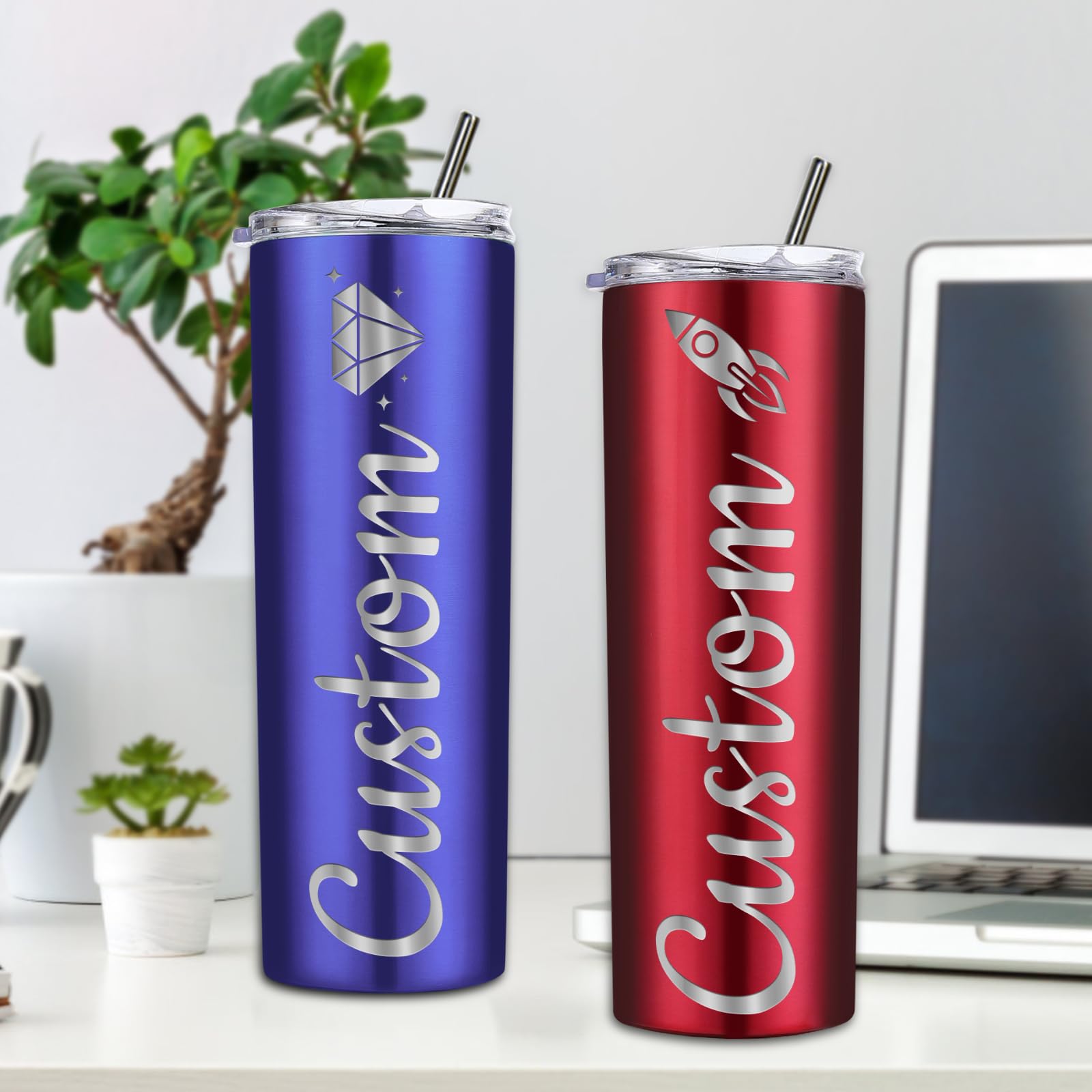 Tumbler Acciaio Inossidabile Personalizzato - Bicchiere 20 Oz Con Nome Inciso, Ideale Regalo (13 Colori)