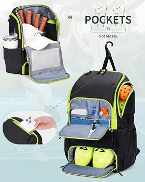 sportsnew Pickleball Bag Large Sports Pickleball Backpack with Shoe Compartment for Men Women, Patent Pending