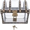 Toyvian Pirate Treasure Case with Lock Transparent Pirate Jewelry Chest Gemstone Crystal Storage Box Rhinestone Container Toys for Children Girl