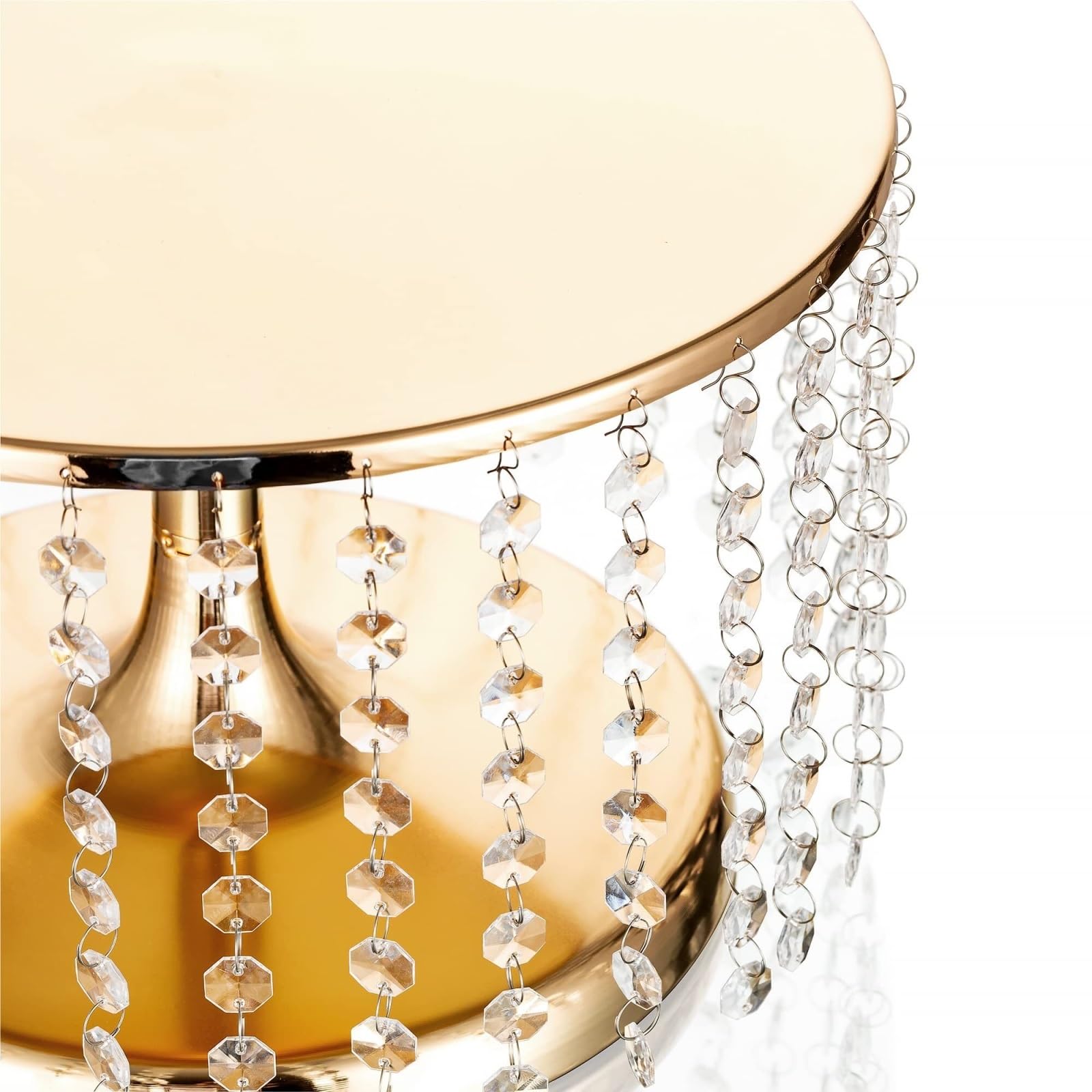 Soporte para Tartas Decoración Soporte Alto For Tarta De Boda De Metal con Lámpara De Araña De Cristal Expositor Tartas(Gold)