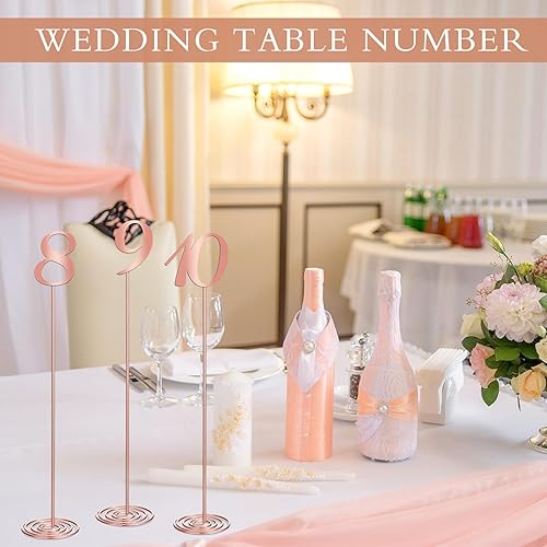 Miniatura 14 de Therwen 20 números de mesa de metal del 1 al 20 números de mesa para recepción de boda, figura de escritorio de acero inoxidable de 12 pulgadas