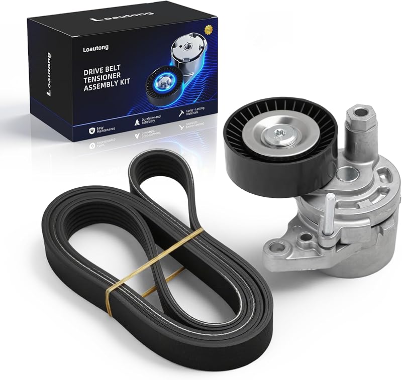 Kit tensionador da correia e correia serpentina Loautong para Nissan Altima e Rogue 2.5L – 2 peças