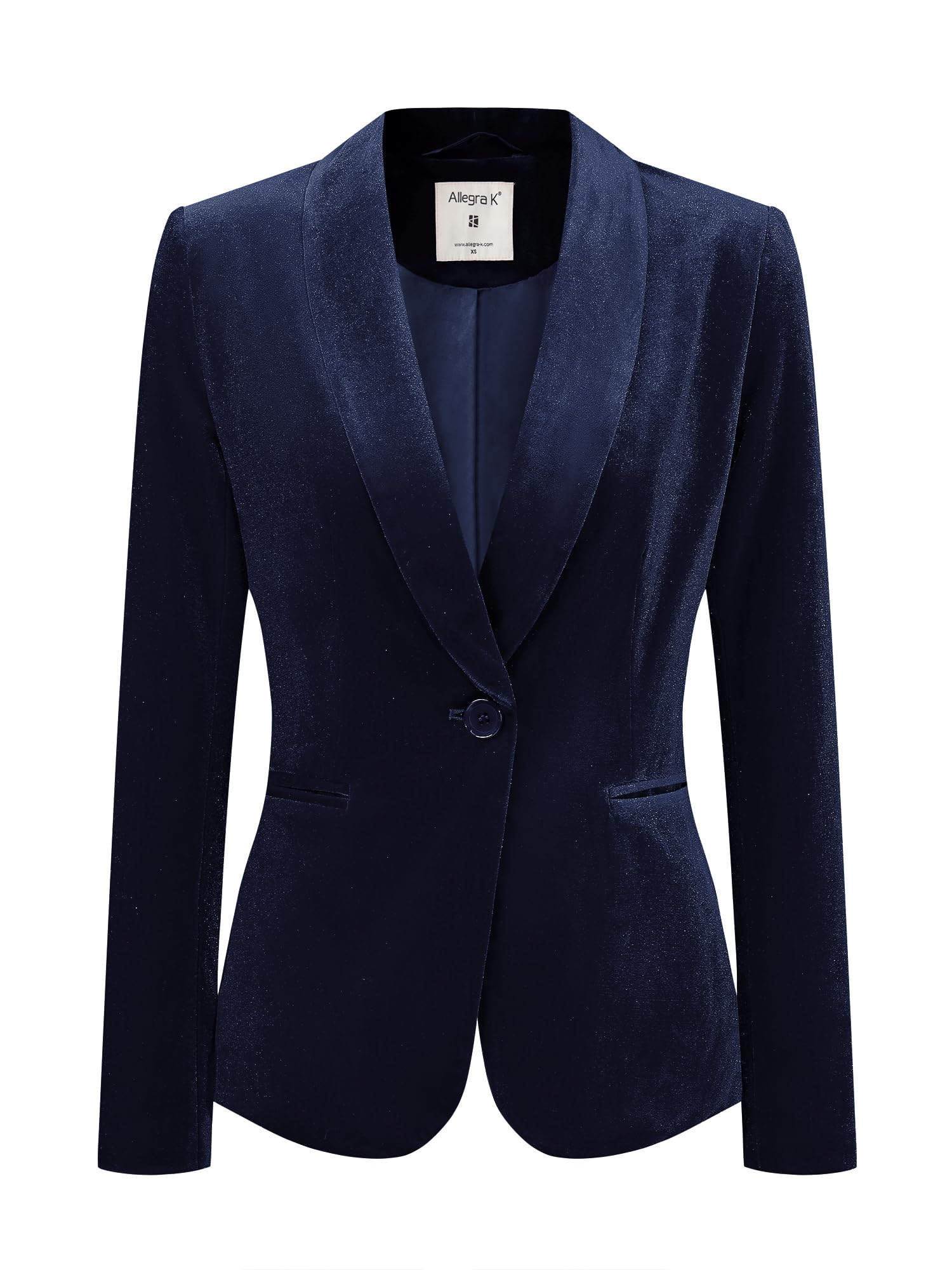 allegra k Women's Office Coat Solid Shawl Collar 1 Button Velvet Blazer-picture-25