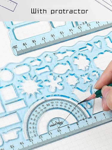 Miniatura 4 de Regla geométrica multifuncional de 3 piezas para herramientas de dibujo, suministros escolares, reglas