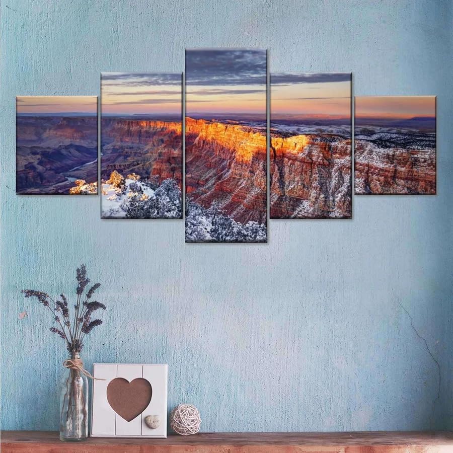 Tableaux décoration murale 5 morceaux de toile canyon pour séjour lumineux