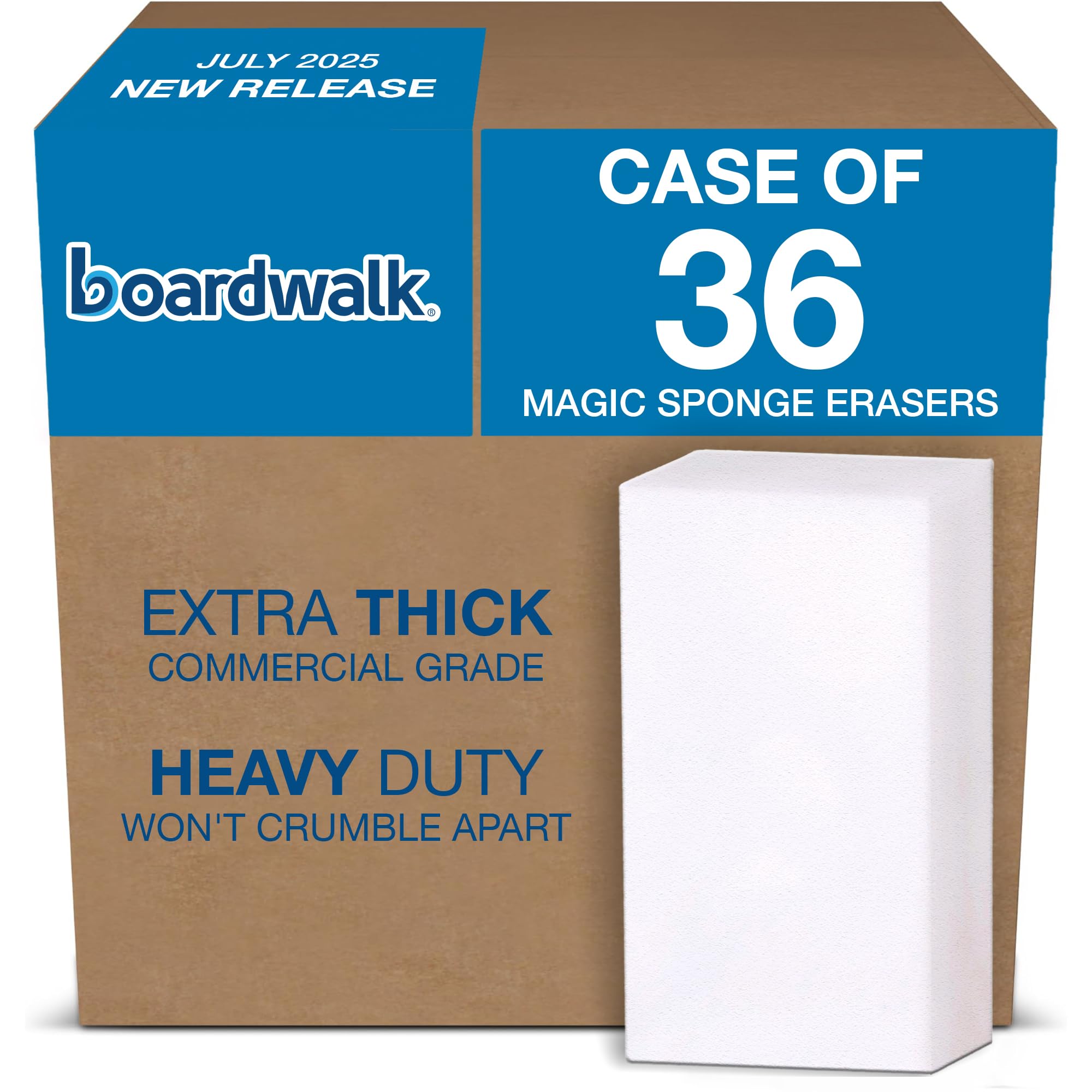 Boardwalk Eraser Pads, 2.5 x 4.5, 1" Thick, White, 6 Pads/Pack, 6 Packs/Carton