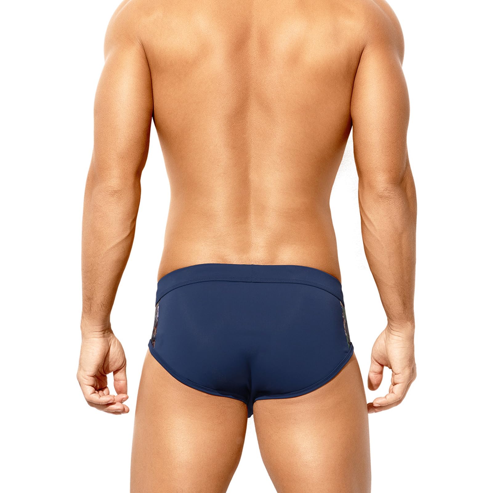 Casey Kevin Slips de Natación para Hombre Bañador Slip de Patchwork Ajustable Drawstring Swimming Calzoncillos Secado Rápido