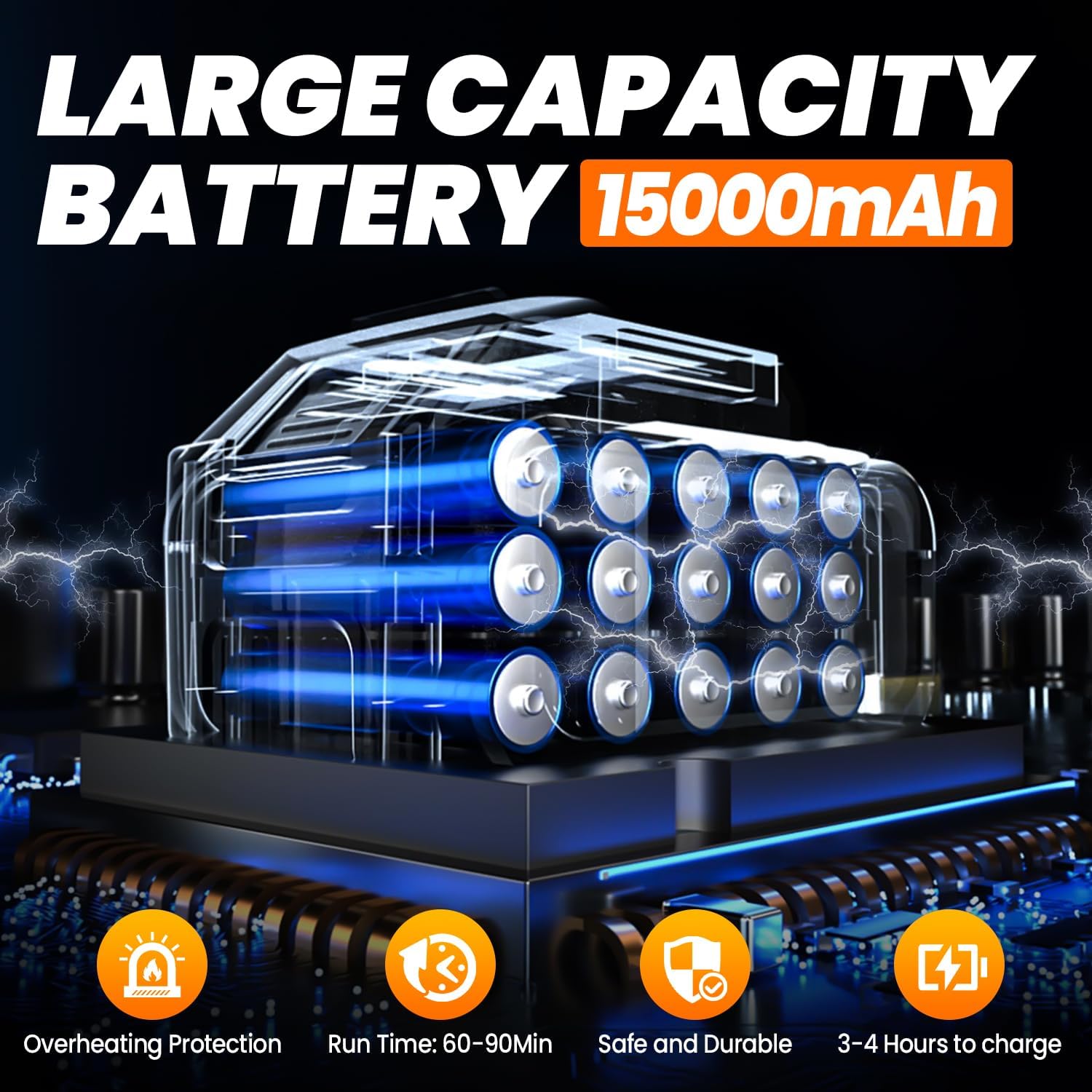 Pressure Washer Battery Powered 3000mAh, Portable Cordless Power Washer 652PSI, Handheld Car Pressure Washer with 6-in-1 Nozzle,17FT Drain Hose, Power Cleaner for Patio Floor Fence Deck Indoor Black