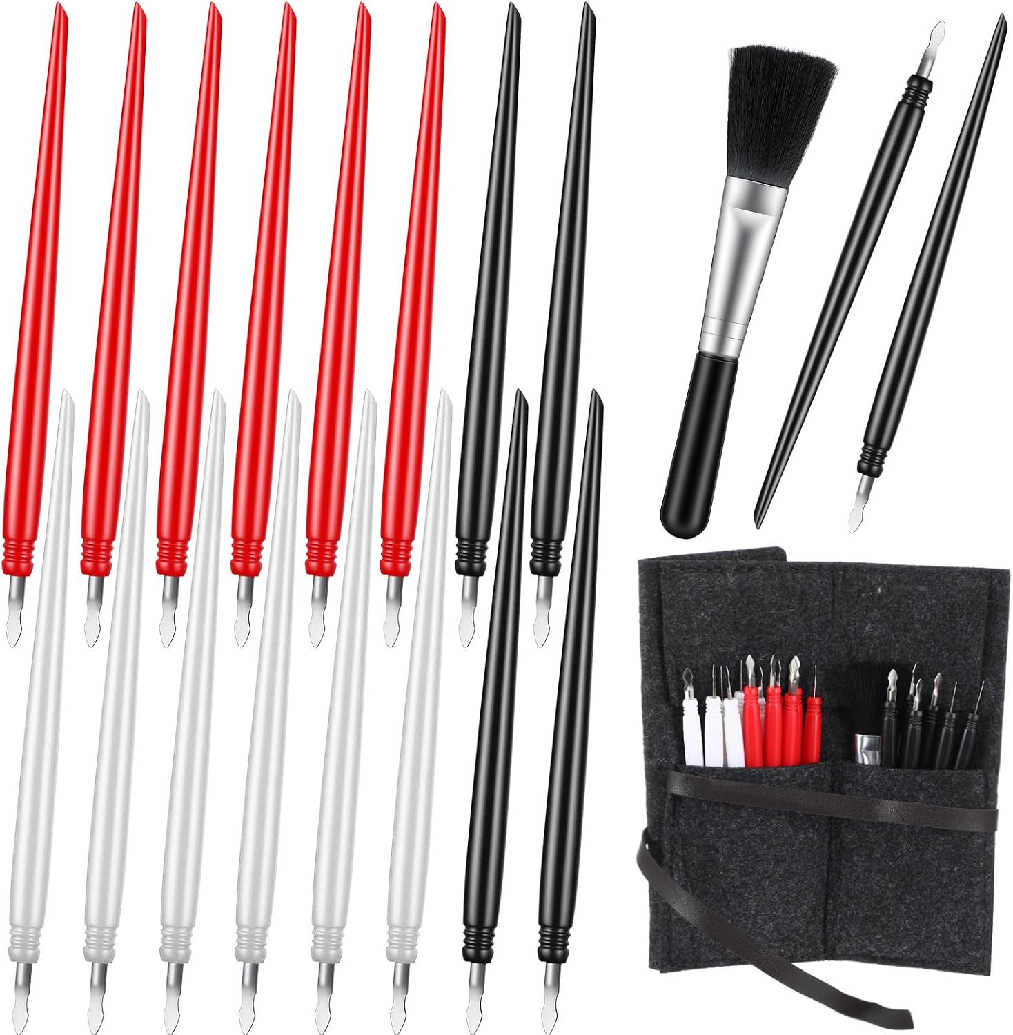 20pcs Scratch Art Tools Scratch Art Stylus Sticks Tools for Adults with Bag Scratchs Arts Pen with Clean Brush Scratching Drawing Color Pens Paper Painting Scratchboard Crafts Set