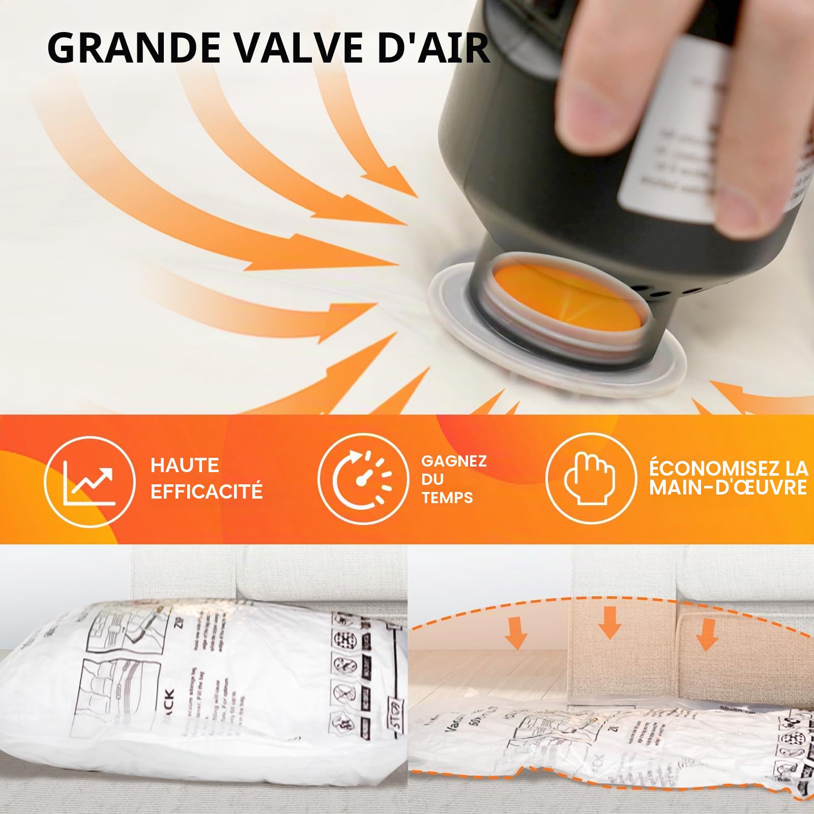 Wevac 20 pièces Sac Vetement Sous Vide Aspirateur (4XL, 4L, 4M, 4S, 4 Rouleaux) avec pompe électrique, sac vide air vêtements Compression de Voyage Réutilisables pour les Couettes, la Literie