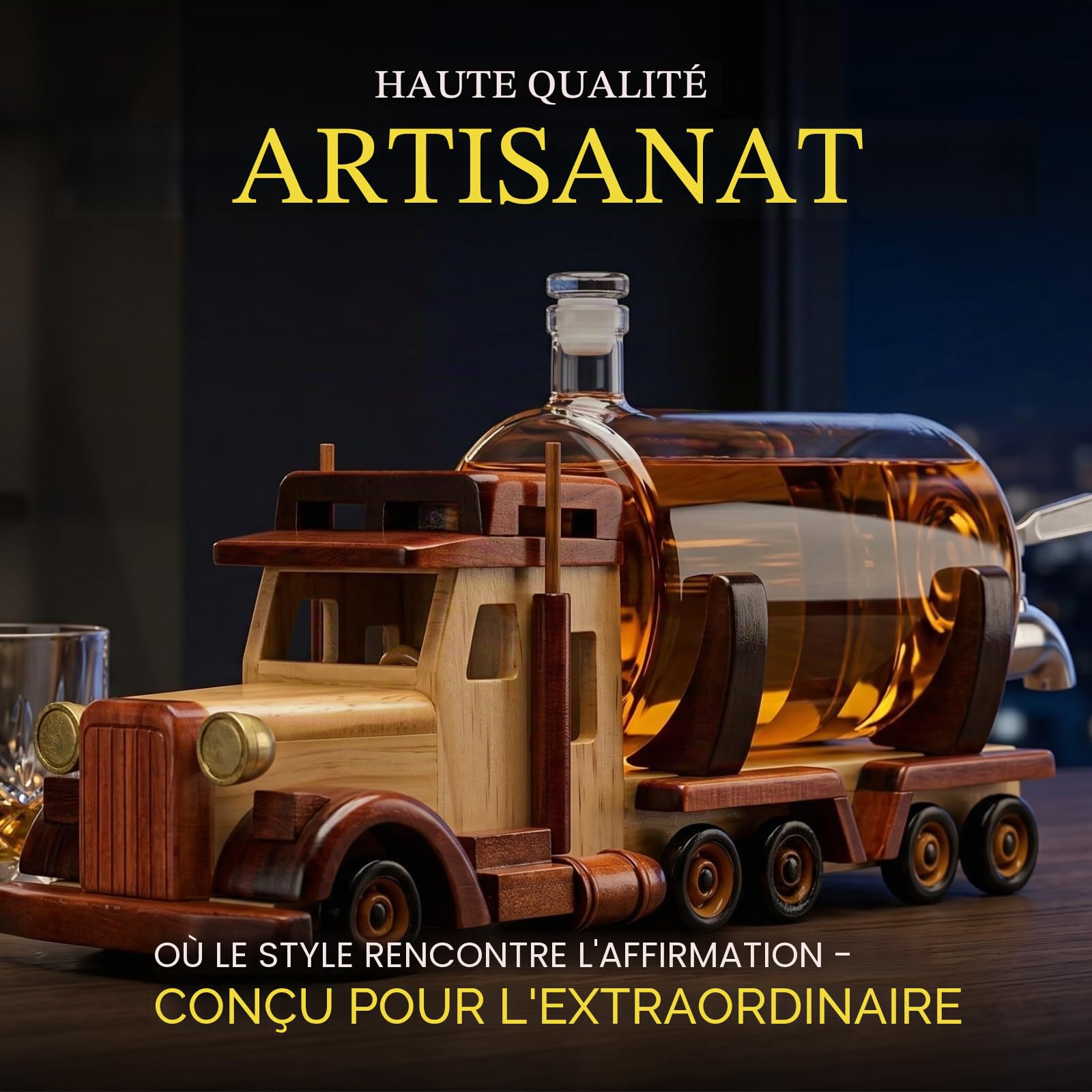 Décanteur de vin et de whisky pour vin, bourbon, scotch ou whisky, cadeau pour les pères, camionneurs, 1000 ml, 45,7 cm de long, cadeaux pour papa, lui – Cadeau de camionneur, cadeau de chauffeur de
