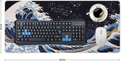 Miniatura 2 de Kanagawa Great Wave Japane - Alfombrilla de escritorio para computadora, accesorios de escritorio, teclado de escritorio, 15.7 x 35.4 in