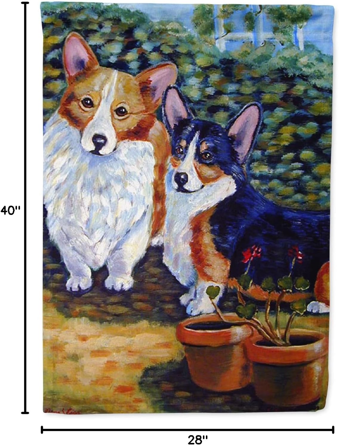 Caroline's Treasures 7094CHF Cardigan and Pembroke Corgi House Flag Large Porch Sleeve Pole Decorative Outside Yard Banner Artwork Wall Hanging, Polyester, House Size, Multicolor