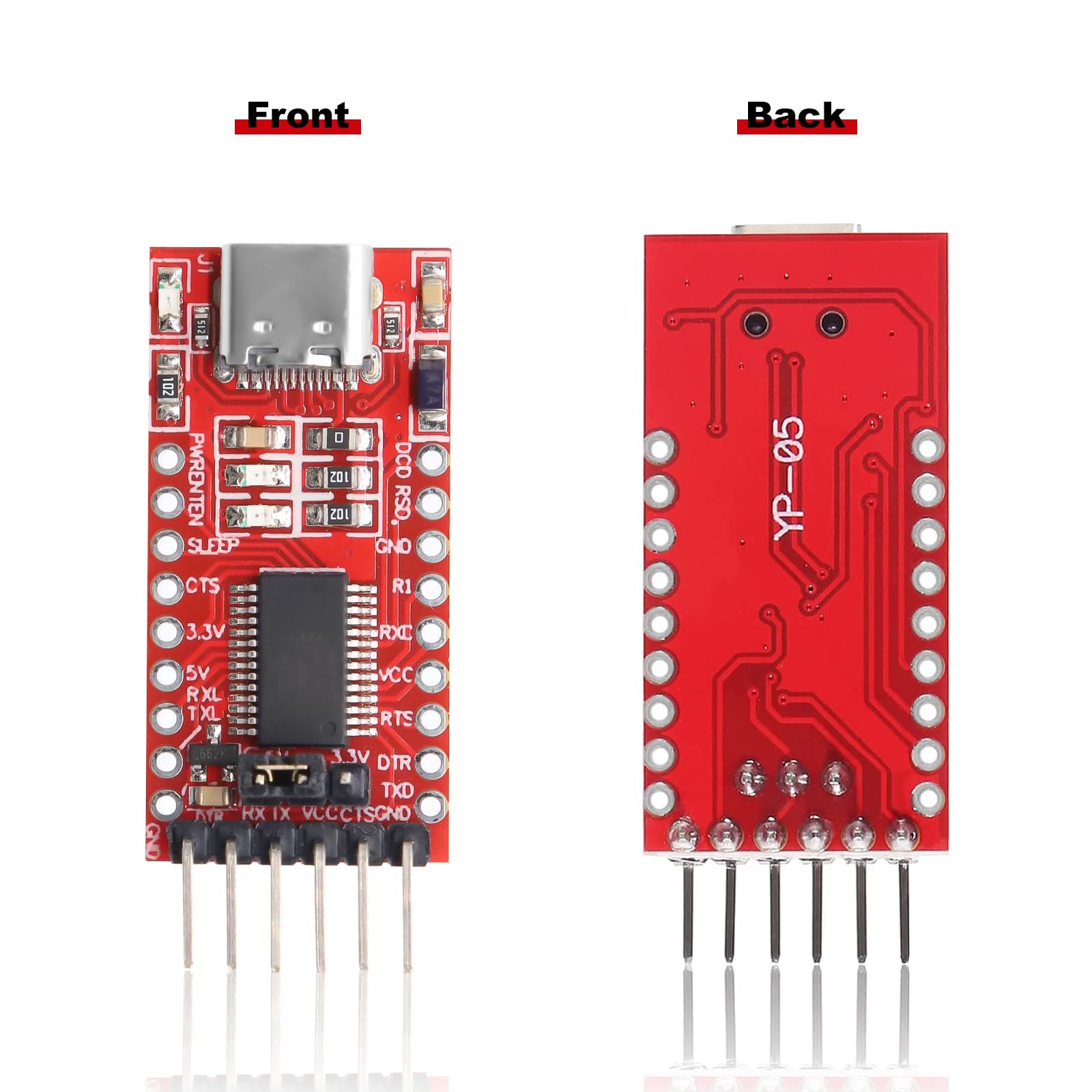 Adattatori seriali USB-C a TTL 5 PCS FT232RL USB a TTL Adattatore seriale Module per 3,3 V e 5 V compatibile con Arduino