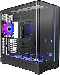 MONTECH Capa para PC King 45 PRO ATX, vidro panorâmico curvo, fluxo de ar da chaminé, suporte de radiador de 360 mm, estrutura compacta para sistemas de alto desempenho, ventilador 6 ARGB PWM