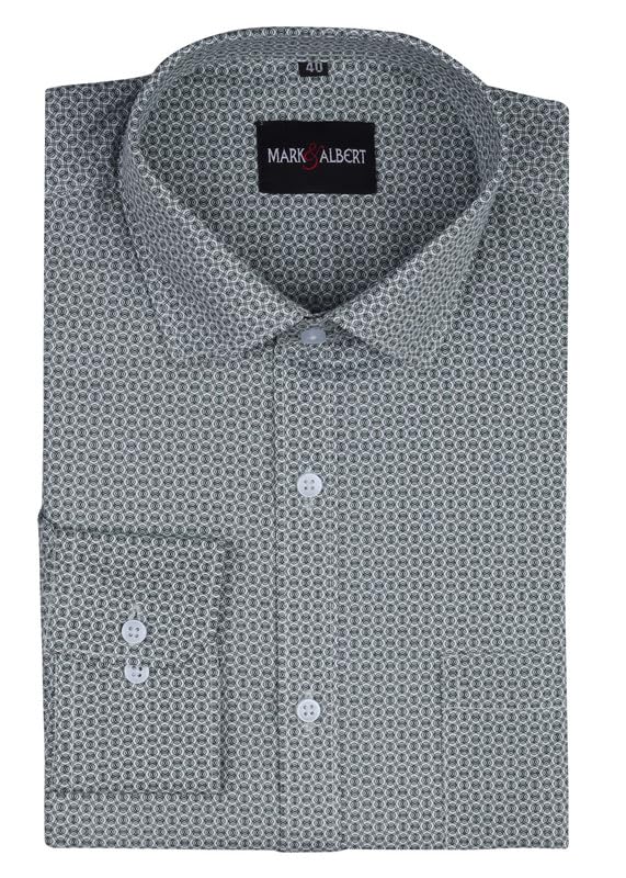 Image of MARK & ALBERT Men's Printed Full Sleeves Regular Fit Shirt Blue | 100% Cotton Stretchable Fabric