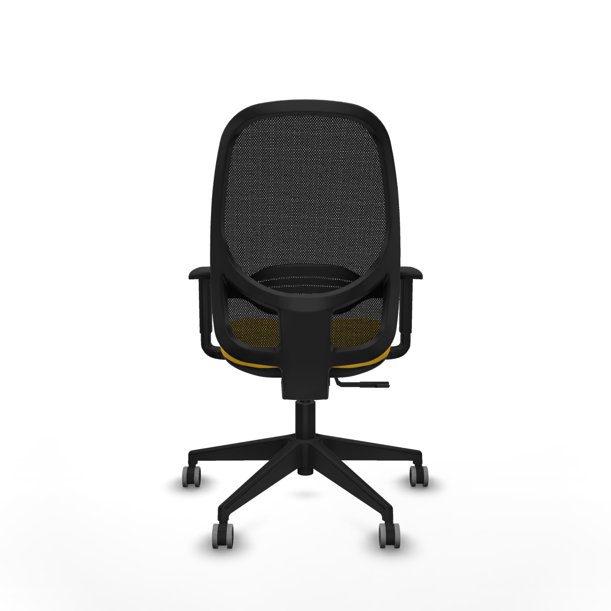Piqueras y Crespo - Silla Escritorio Oposiciones Cilanco con Brazos 1D, Apoyo Lumbar Regulable en Altura. Equipado con Sincro 3 Posiciones y Espuma de Corte. Negro/Amarillo