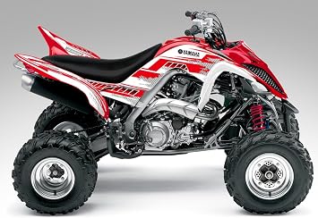 Graphics Kit for Yamaha Raptor 700 13-16 - Racer-X White Background, Red Design