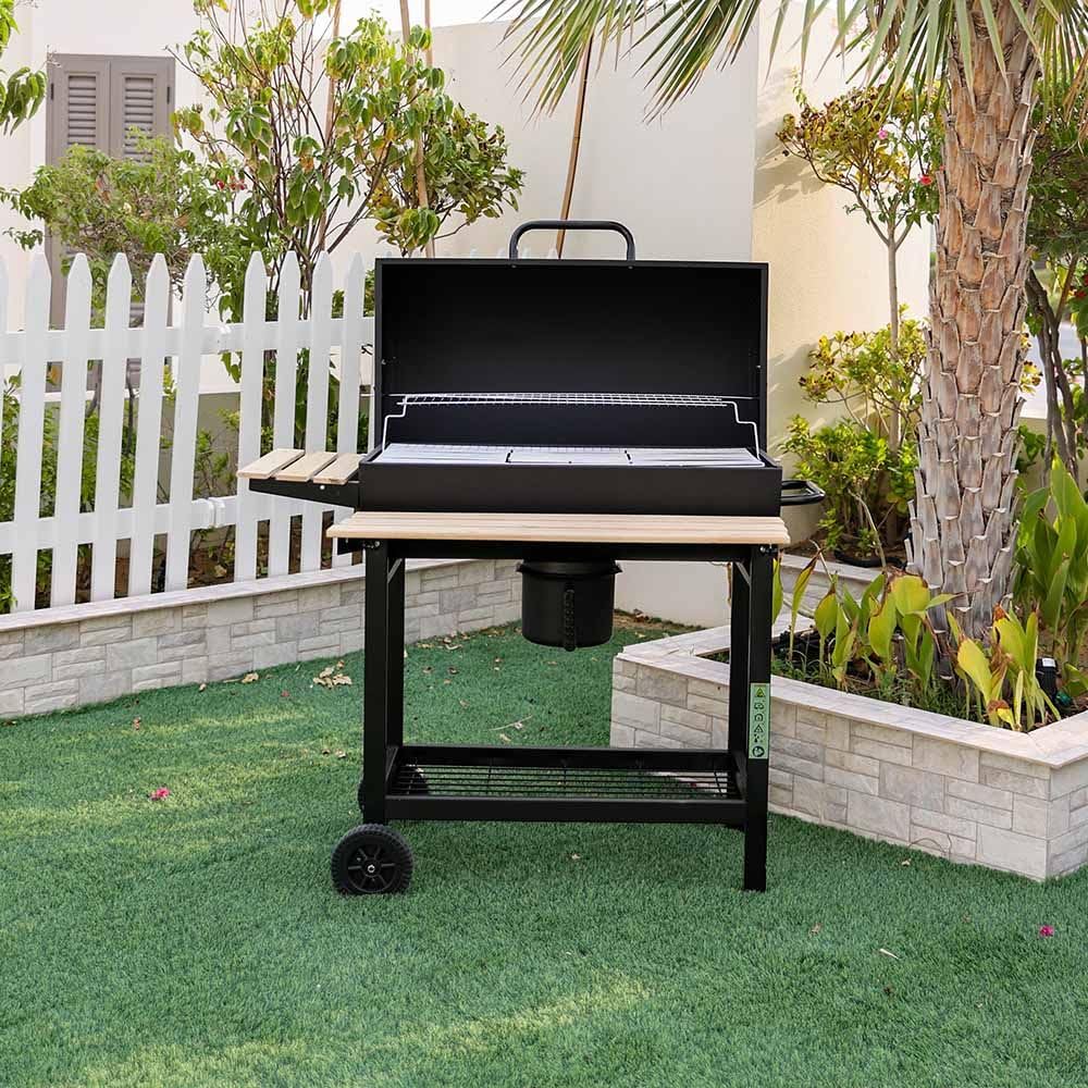 Danube Home Black Steel Charcoal BBQ Grill | Barbecue Grill | Perfect Charcoal BBQ Grill for Patio, Lawn, Garden, Picnic, Camping - Black