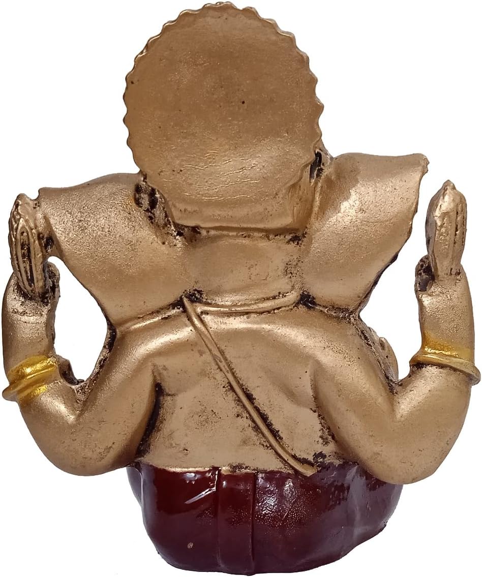 Purpledip Resin Idol Ganesha (Ganapathi or Vinayaka): Gold & Brown Striking Finish Statue (12487)