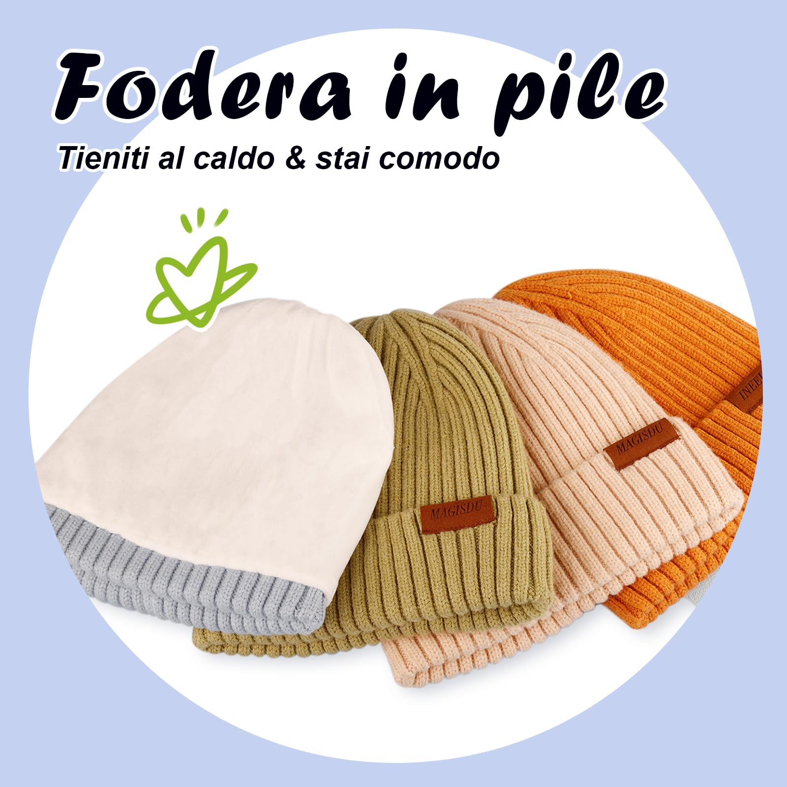 MAGISDU Cappello Bambino Bambina Lana Merino Berretto Invernale Liner Cappelli Termico Ragazzo Ragazza
