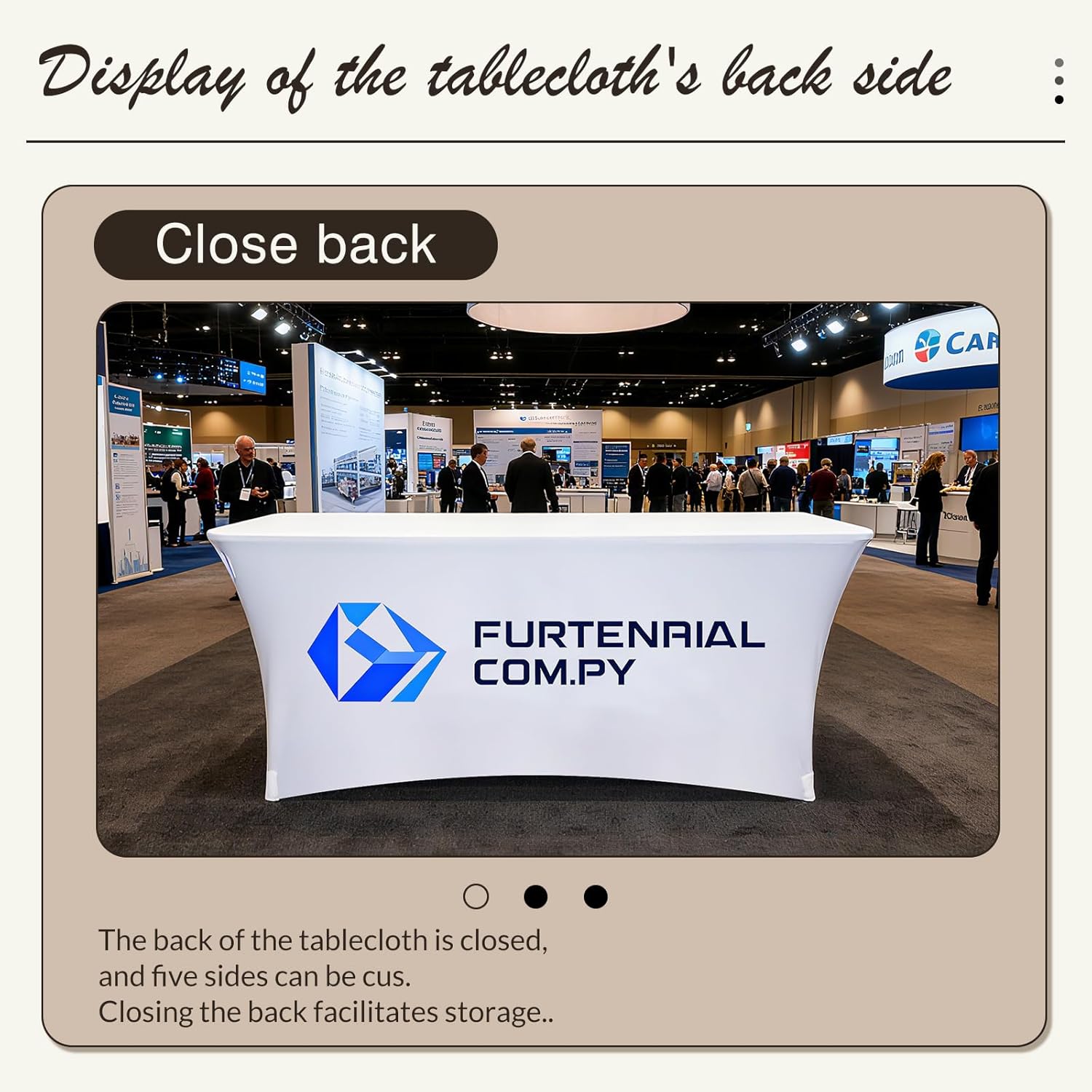 Custom Stretch Spandex Table Cloth with Business Logo 4/5/6/8 FT Personalized Table Cloths for Tradeshow Events/Company/School/Associations/Shop/Church/Club /Society Two Styles (4FT Open Back)