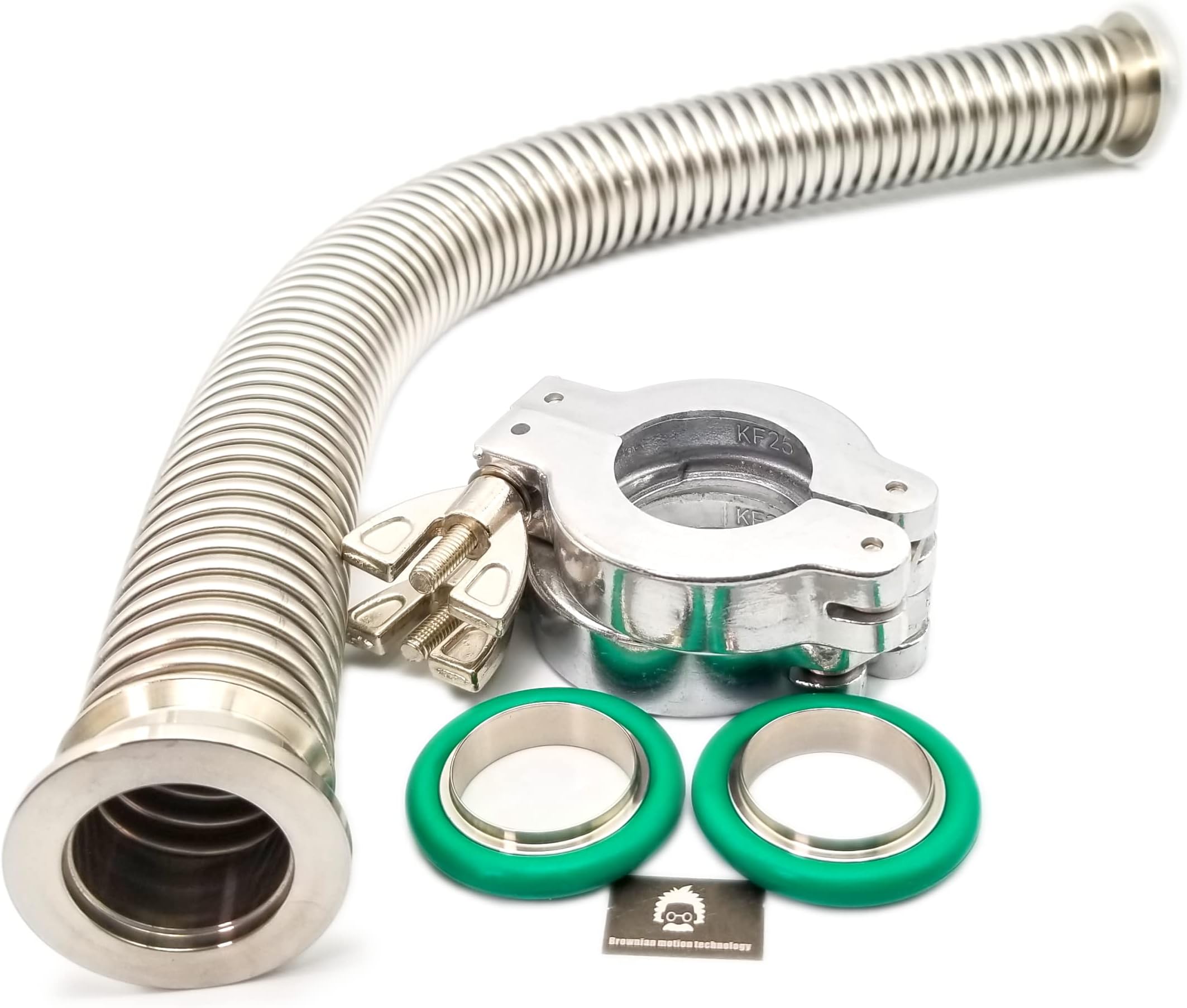 bmotiontech ISO-KF KF25 Corrugated Bellow Hose Set with 2X Aluminum clamp / 2X SS Centering Ring / 2X FKM O-Ring (400mm or 16" KF25)